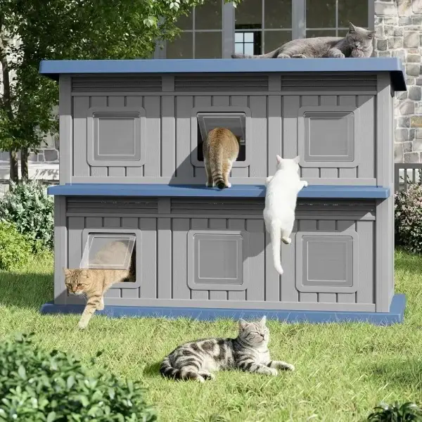 Insulated Outdoor Double-Decker Cat House