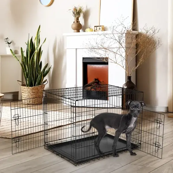 48-Inch Double Door Folding Dog Cage