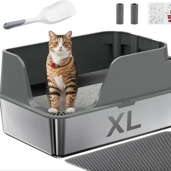 Leakproof Stainless Steel Cat Litterbox