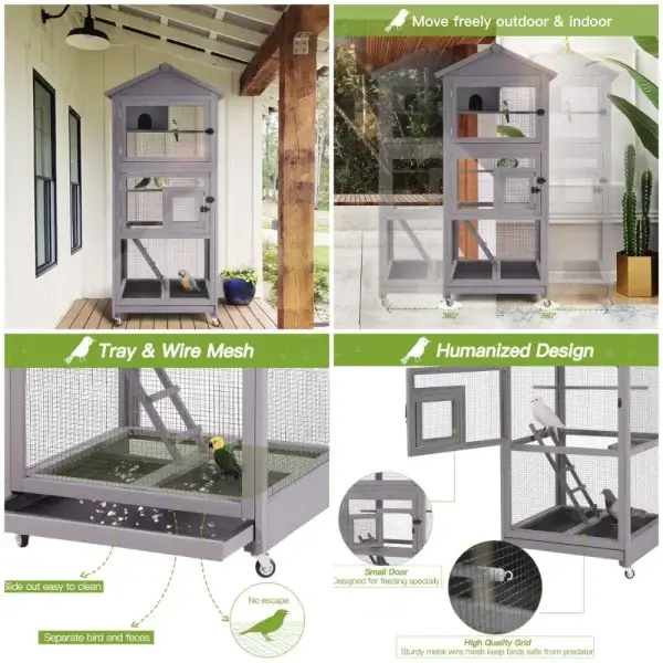 Outdoor Wooden Bird Aviary Cage