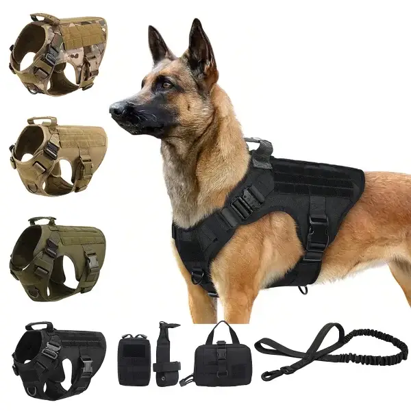 Tactical Dog Harness Collar Leash Set