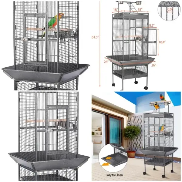 Large Wrought Iron Bird Flight Cage
