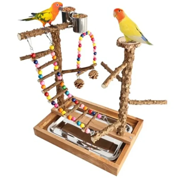 Natural Wood Bird Perch Playstand
