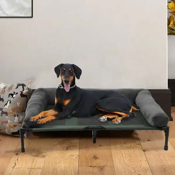 Elevated Cooling Plush Bolster Pet Bed